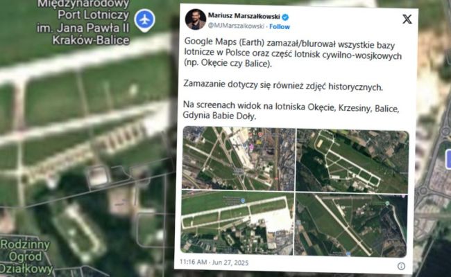 Google Maps просто «стер» некоторые части Польши